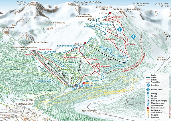 le Domaine skiable de Formigueres Plan des pistes de la station de ski de Formigueres