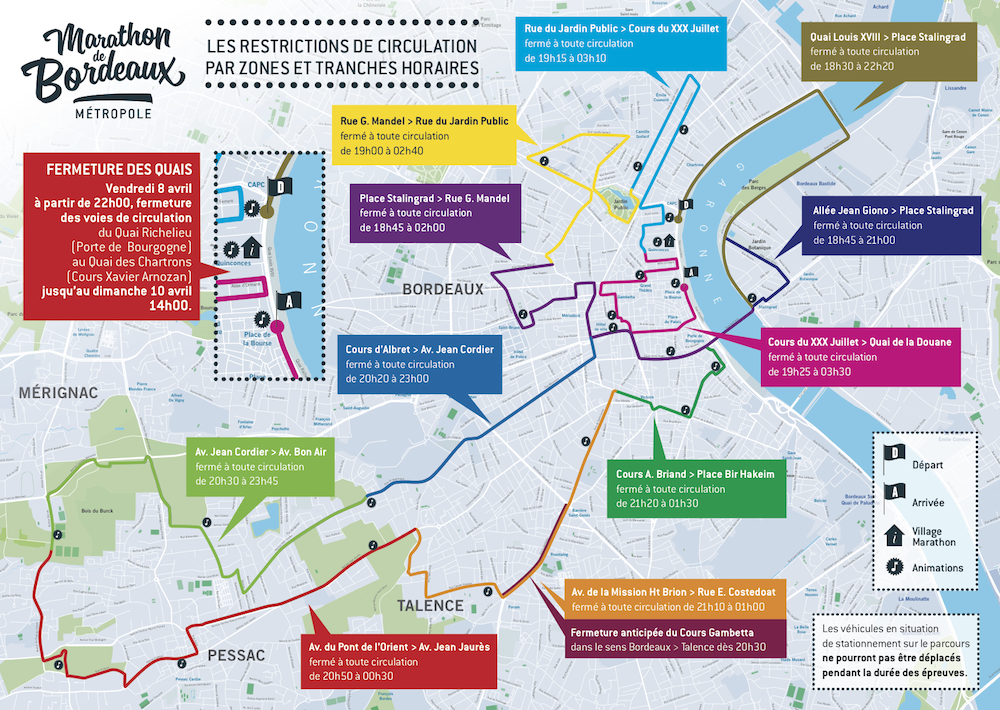 plan de la ville bordeaux marathon 2016 Carte et circulation interdite marathon bordeaux 2016